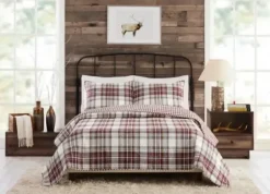 Quilts-Kirkland's Home Rust Plaid Camden King 3-Pc. Quilt Set Red/Gray/Ivory