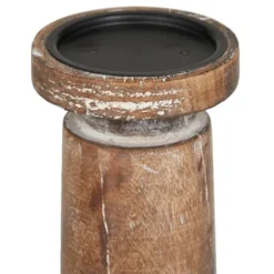 Candle Holders-Kirkland's Home Rust Rustic Mango Wood 3-Pc. Candle Holder Set White/Brown