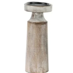 Candle Holders-Kirkland's Home Rust Rustic Mango Wood 3-Pc. Candle Holder Set White/Brown