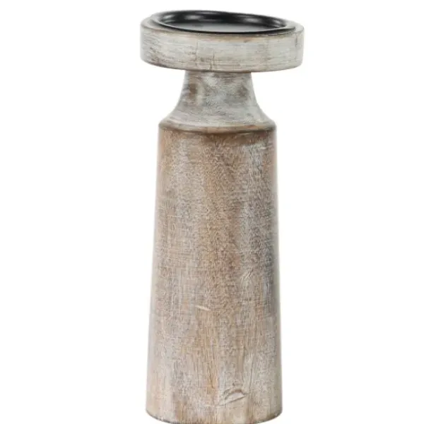 Candle Holders-Kirkland's Home Rust Rustic Mango Wood 3-Pc. Candle Holder Set White/Brown