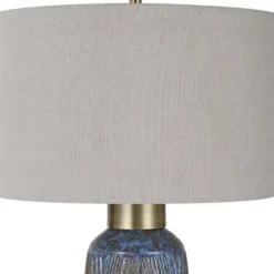 Table Lamps-Kirkland's Home Rusted Blue Embossed Ceramic Table Lamp Gray