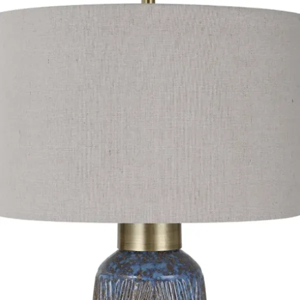 Table Lamps-Kirkland's Home Rusted Blue Embossed Ceramic Table Lamp Gray