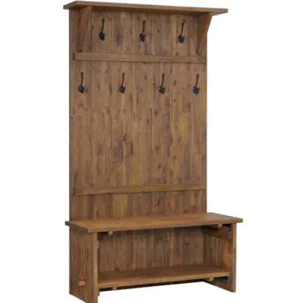 Entryway Furniture-Kirkland's Home Rustic Acacia Wood Hall Tree