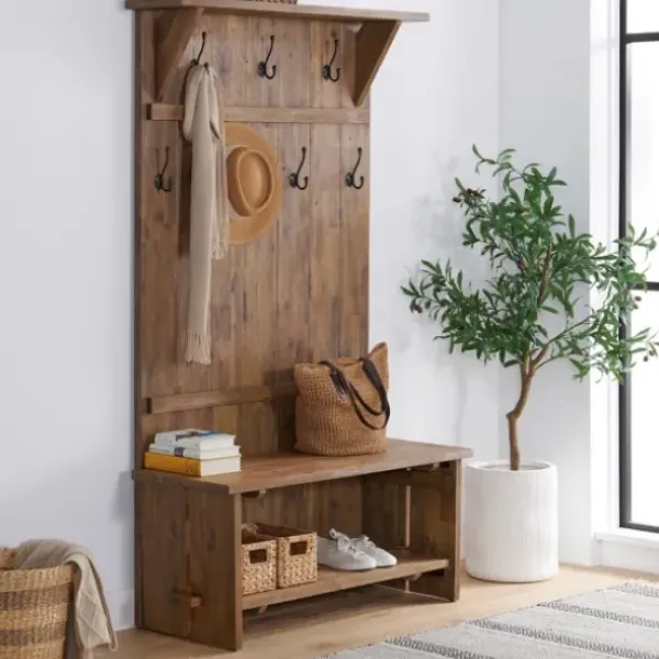 Entryway Furniture-Kirkland's Home Rustic Acacia Wood Hall Tree