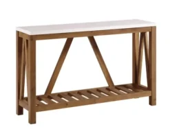 Console Tables-Kirkland's Home Rustic A-Frame Marble And Walnut Console Table