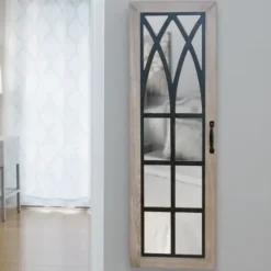 Armoires-Kirkland's Home Rustic Arch Jewelry Armoire Mirror Tan