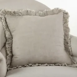 Pillows-Kirkland's Home Rustic Beige Ruffled Edge Throw Pillow Tan