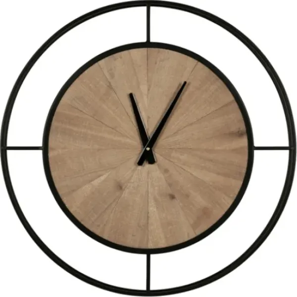 Clocks-Kirkland's Home Rustic Brown And Black Newfield Clock