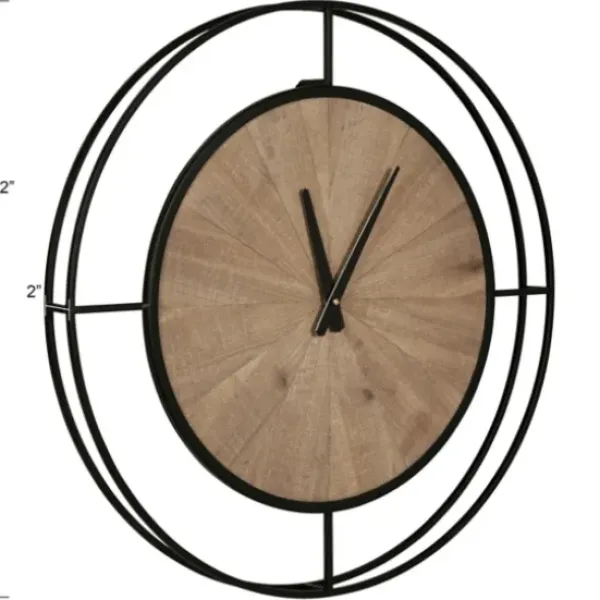 Clocks-Kirkland's Home Rustic Brown And Black Newfield Clock
