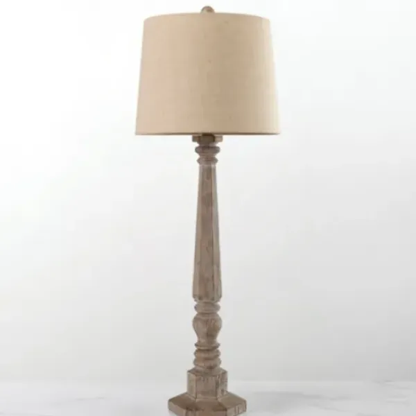 Buffet Lamps-Kirkland's Home Rustic Brown Wood Buffet Lamp Ivory