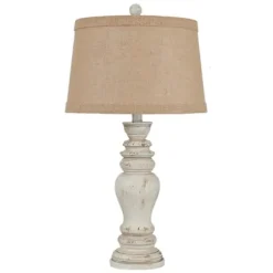Table Lamps-Kirkland's Home Rustic Distressed Cream Table Lamp Tan