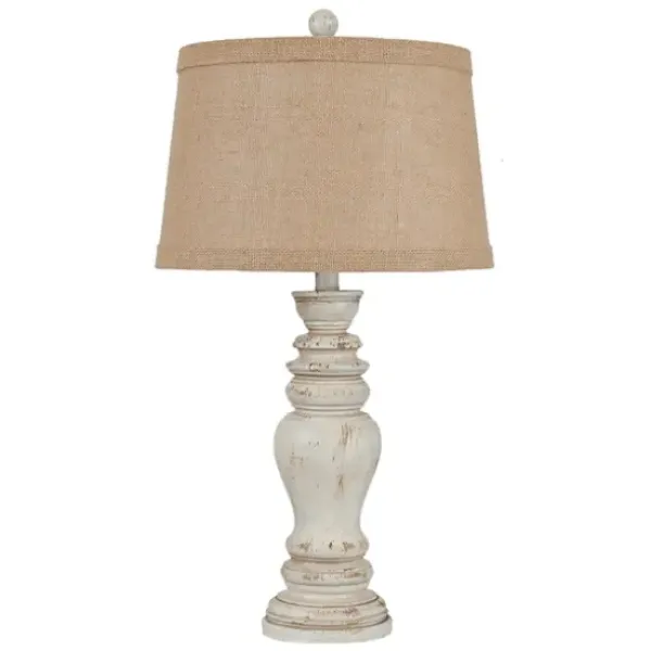 Table Lamps-Kirkland's Home Rustic Distressed Cream Table Lamp Tan