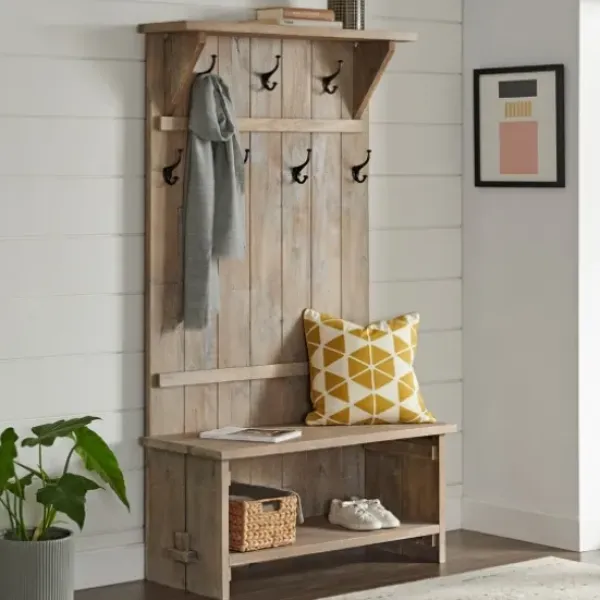 Entryway Furniture-Kirkland's Home Rustic Driftwood Hall Tree Brown