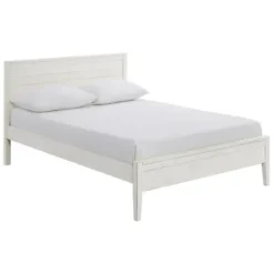 Beds & Headboards-Kirkland's Home Rustic Eggshell Wood Panel Full Bed Frame White