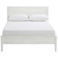 Beds & Headboards-Kirkland's Home Rustic Eggshell Wood Panel Full Bed Frame White