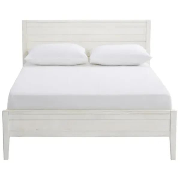 Beds & Headboards-Kirkland's Home Rustic Eggshell Wood Panel Full Bed Frame White