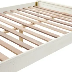 Beds & Headboards-Kirkland's Home Rustic Eggshell Wood Panel Full Bed Frame White