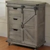 Cabinets & Sideboards-Kirkland's Home Rustic Fir Wood Rolling Barn Door Cabinet Gray