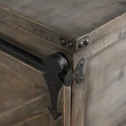 Cabinets & Sideboards-Kirkland's Home Rustic Fir Wood Rolling Barn Door Cabinet Gray