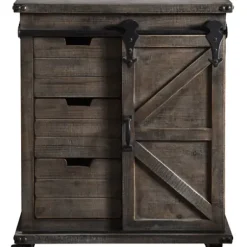 Cabinets & Sideboards-Kirkland's Home Rustic Fir Wood Rolling Barn Door Cabinet Gray