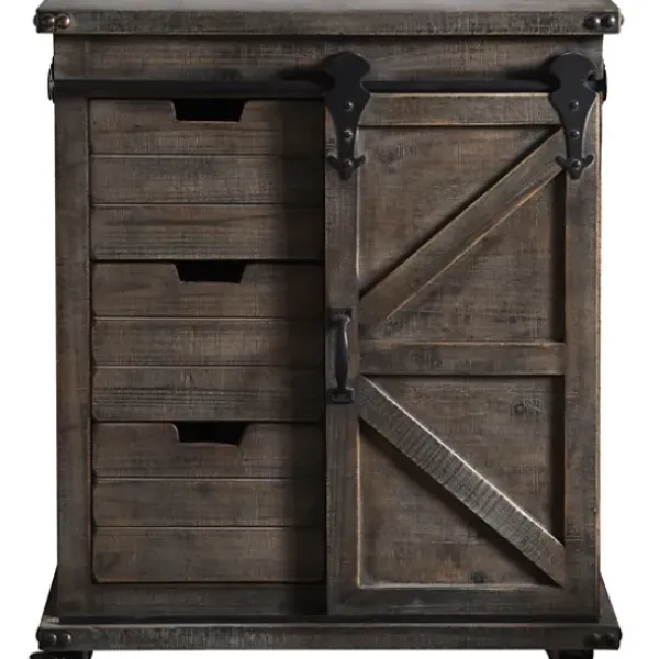 Cabinets & Sideboards-Kirkland's Home Rustic Fir Wood Rolling Barn Door Cabinet Gray