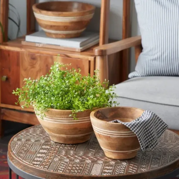 Decorative Bowls & Jars-Kirkland's Home Rustic Forest Ivory Hand Carved 2-Pc. Bowl Set Tan