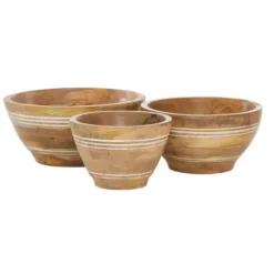 Decorative Bowls & Jars-Kirkland's Home Rustic Forest Ivory Hand Carved 2-Pc. Bowl Set Tan