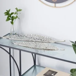 Decorative Trays-Kirkland's Home Rustic Galvanized 3-Pc. Decorative Tray Set Silver/Tan/Brown