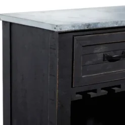 Cabinets & Sideboards-Kirkland's Home Rustic Galvanized Top Wine Cabinet Black