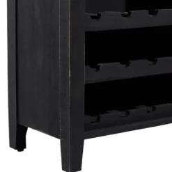 Cabinets & Sideboards-Kirkland's Home Rustic Galvanized Top Wine Cabinet Black