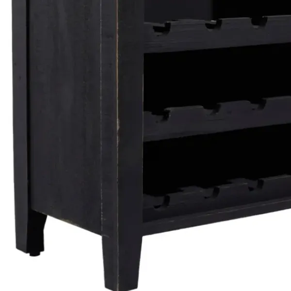 Cabinets & Sideboards-Kirkland's Home Rustic Galvanized Top Wine Cabinet Black