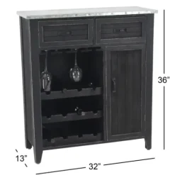 Cabinets & Sideboards-Kirkland's Home Rustic Galvanized Top Wine Cabinet Black
