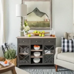 Buffet Lamps-Kirkland's Home Rustic Gray Balustrade Table Lamp White