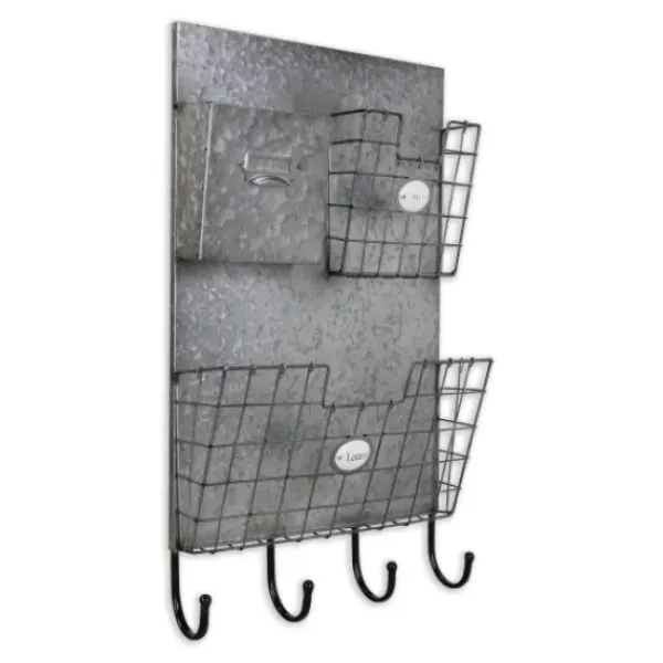 Wall Storage-Kirkland's Home Rustic Gray Metal Wall Organizer