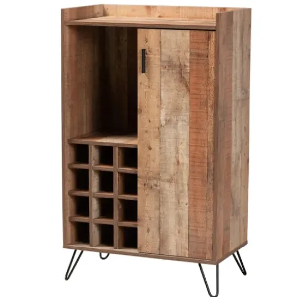 Cabinets & Sideboards-Kirkland's Home Rustic Hairpin Wine Cabinet Brown