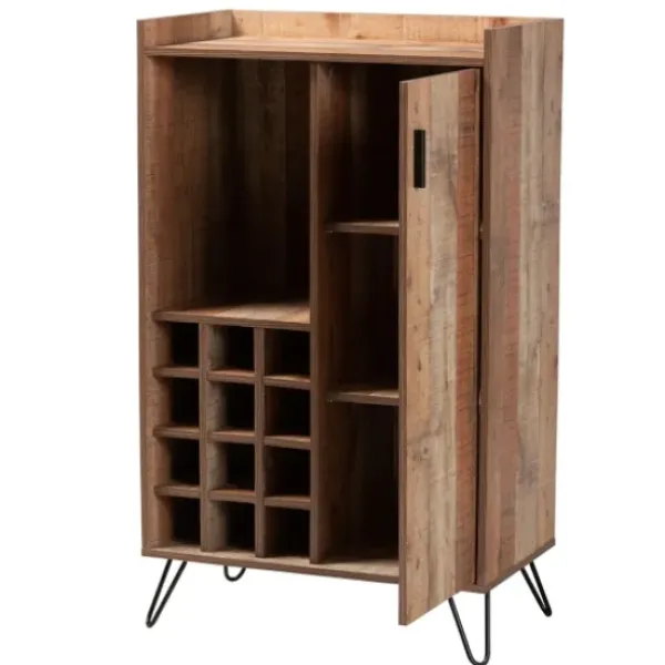 Cabinets & Sideboards-Kirkland's Home Rustic Hairpin Wine Cabinet Brown