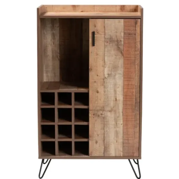 Cabinets & Sideboards-Kirkland's Home Rustic Hairpin Wine Cabinet Brown