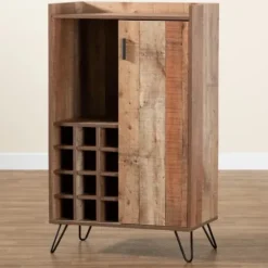 Cabinets & Sideboards-Kirkland's Home Rustic Hairpin Wine Cabinet Brown