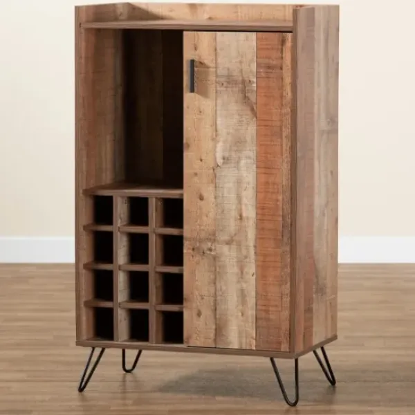 Cabinets & Sideboards-Kirkland's Home Rustic Hairpin Wine Cabinet Brown