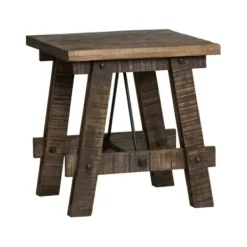 Accent & End Tables-Kirkland's Home Rustic Mango Wood And Iron Side Table Brown
