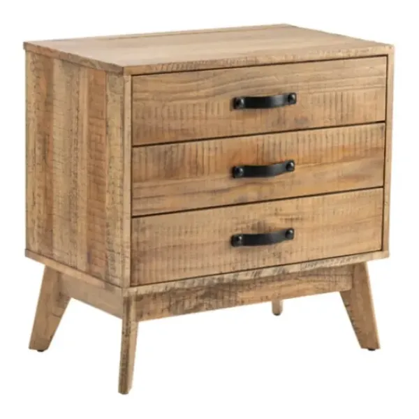 Accent & End Tables-Kirkland's Home Rustic Medium 3-Drawer Side Table Brown