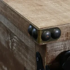 Cabinets & Sideboards-Kirkland's Home Rustic Natural Fir Wood Rolling Barn Door Cabinet Tan