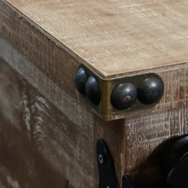 Cabinets & Sideboards-Kirkland's Home Rustic Natural Fir Wood Rolling Barn Door Cabinet Tan