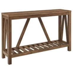 Console Tables-Kirkland's Home Rustic Oak A-Frame Console Table Brown