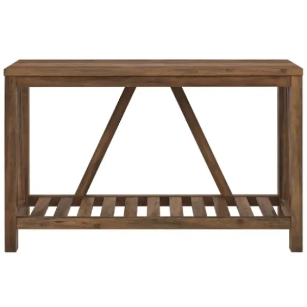 Console Tables-Kirkland's Home Rustic Oak A-Frame Console Table Brown