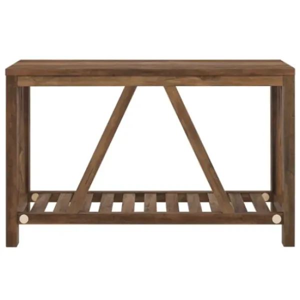 Console Tables-Kirkland's Home Rustic Oak A-Frame Console Table Brown