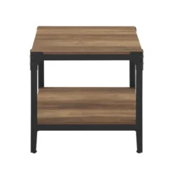 Accent & End Tables-Kirkland's Home Rustic Oak Angle Iron Accent Tables, Set Of 2 Brown