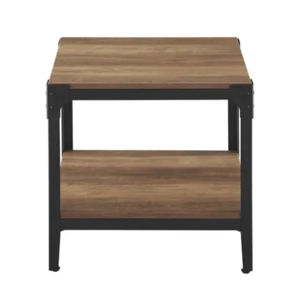Accent & End Tables-Kirkland's Home Rustic Oak Angle Iron Accent Tables, Set Of 2 Brown