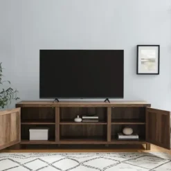 Tv Stands & Media Consoles-Kirkland's Home Rustic Oak Barn Door Tv Stand Brown