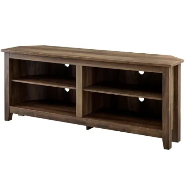 Tv Stands & Media Consoles-Kirkland's Home Rustic Oak Corner Tv Stand Brown